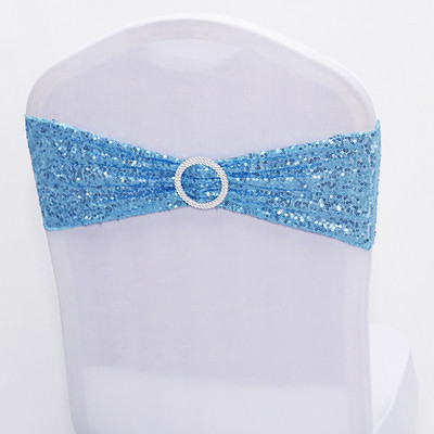 10 db minőségi flitteres székszárnyak Rose Gold Stretch szalagok kerek csattal esküvői dekorációs eseményekre, parti dekorációs szalagokra