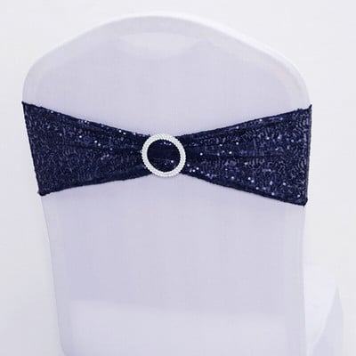 10 db minőségi flitteres székszárnyak Rose Gold Stretch szalagok kerek csattal esküvői dekorációs eseményekre, parti dekorációs szalagokra