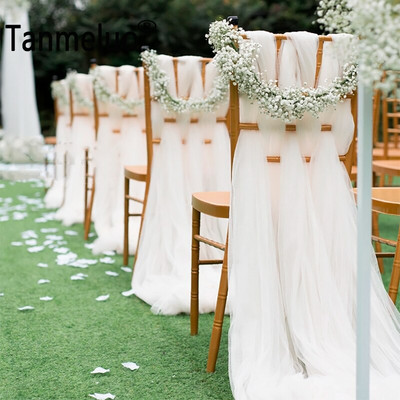 10 DB fehér hálószövet tüll székszárnyak Esküvői rendezvény dekoráció bankett parti boltív díszítése barkács szék csomók virág nélkül