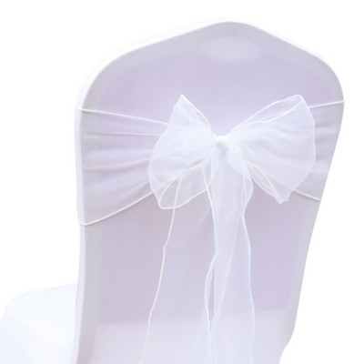 100db Székszárnyak Organza szék masnik Esküvői parti kellékek Karácsonyi Valentin dekoráció Átlátszó organza szövet szék dekoráció