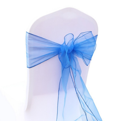 100db Székszárnyak Organza szék masnik Esküvői parti kellékek Karácsonyi Valentin dekoráció Átlátszó organza szövet szék dekoráció