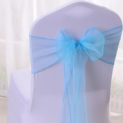 100db Székszárnyak Organza szék masnik Esküvői parti kellékek Karácsonyi Valentin dekoráció Átlátszó organza szövet szék dekoráció
