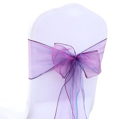 100db Székszárnyak Organza szék masnik Esküvői parti kellékek Karácsonyi Valentin dekoráció Átlátszó organza szövet szék dekoráció