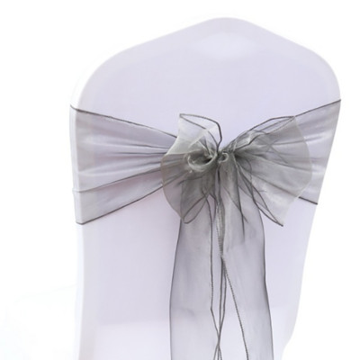 100db Székszárnyak Organza szék masnik Esküvői parti kellékek Karácsonyi Valentin dekoráció Átlátszó organza szövet szék dekoráció