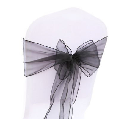 100db Székszárnyak Organza szék masnik Esküvői parti kellékek Karácsonyi Valentin dekoráció Átlátszó organza szövet szék dekoráció