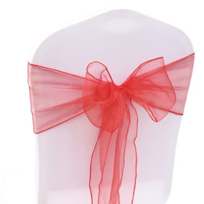 100db Székszárnyak Organza szék masnik Esküvői parti kellékek Karácsonyi Valentin dekoráció Átlátszó organza szövet szék dekoráció