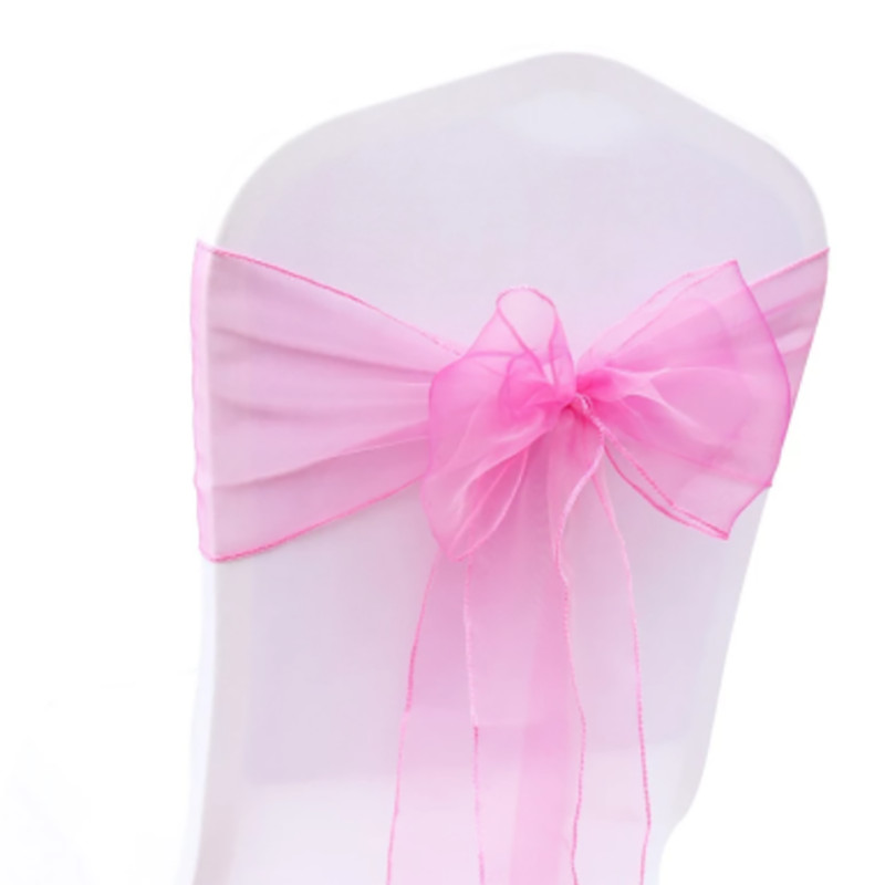 100db Székszárnyak Organza szék masnik Esküvői parti kellékek Karácsonyi Valentin dekoráció Átlátszó organza szövet szék dekoráció