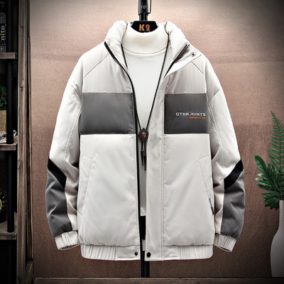 Jachetă casual din bumbac cu guler înalt