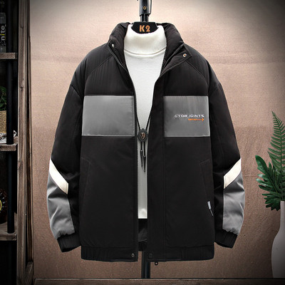 Jachetă casual din bumbac cu guler înalt