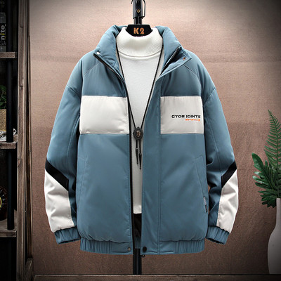 Jachetă casual din bumbac cu guler înalt