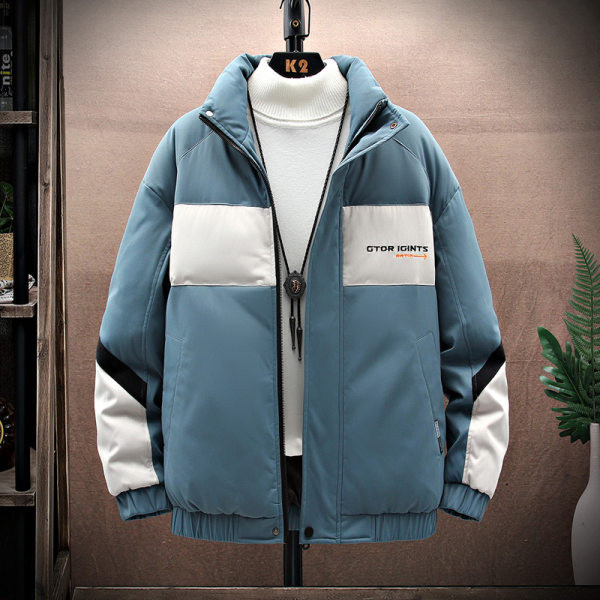 Jachetă casual din bumbac cu guler înalt