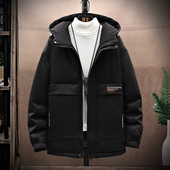 Geacă de iarnă pentru bărbați cu inscripționare și închidere cu fermoar