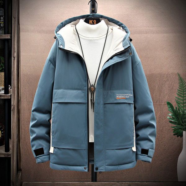 Geacă de iarnă pentru bărbați cu inscripționare și închidere cu fermoar