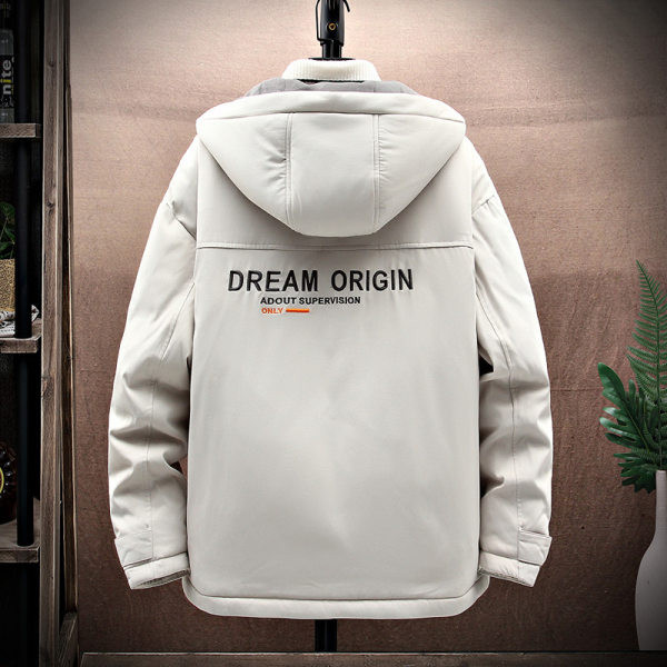 Geacă de iarnă pentru bărbați cu inscripționare și închidere cu fermoar