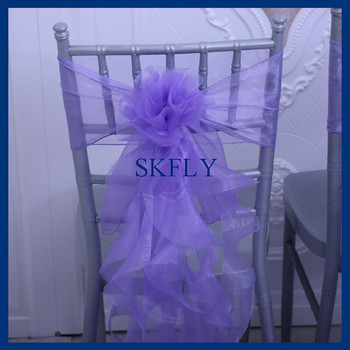SH098C SKFLY δημοφιλές καταπληκτικό 6 τμχ/ πολύ ωραία λιλά ανοιχτό μωβ σγουρά φύλλα καρέκλας ιτιάς οργάντζα
