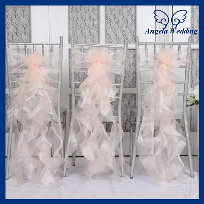 CH098G Uustulnuk, 10 tk/partii soodne uhke pulmaorganza satsiline põsepuna roosa tooliraam