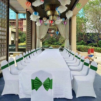 Πολύχρωμη σατέν καρέκλα Φύλλο φιόγκο με πεταλούδες κορδέλα καρέκλας πλάτης κορδέλα για ντεκόρ σε γαμήλια δεξίωση σε ξενοδοχείο