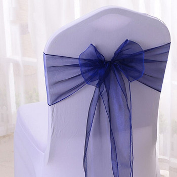 25 τμχ/παρτίδα Organza Sashes Sheer Chair Bow Νυφική καρέκλα ντους Δεσμές για δείπνο Καρέκλα γάμου Knot Party Event Χριστουγεννιάτικη προμήθεια