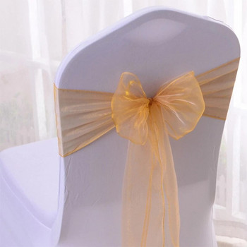 25 τμχ/παρτίδα Organza Sashes Sheer Chair Bow Νυφική καρέκλα ντους Δεσμές για δείπνο Καρέκλα γάμου Knot Party Event Χριστουγεννιάτικη προμήθεια