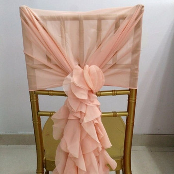 2τμχ 135x110cm Ρομαντική καρέκλα Φιόγκος για κάλυμμα Συμπόσιο Γαμήλιο πάρτι Χριστουγεννιάτικη διακόσμηση Διαφανής οργάντζα ύφασμα ρομαντικό