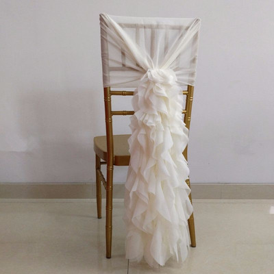 2 ks 135x110cm volánová mašľa na šerpu stoličky na obklad, banket, svadbu, párty, vianočnú udalosť, priehľadná organzová látka, romantická