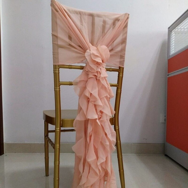 2 ks 135x110cm volánová mašľa na šerpu stoličky na obklad, banket, svadbu, párty, vianočnú udalosť, priehľadná organzová látka, romantická