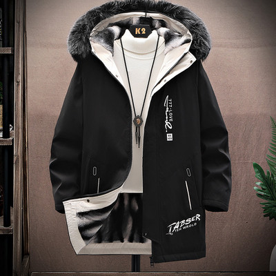 Geaca de iarna pentru barbati model nou cu gluga si captuseala calda