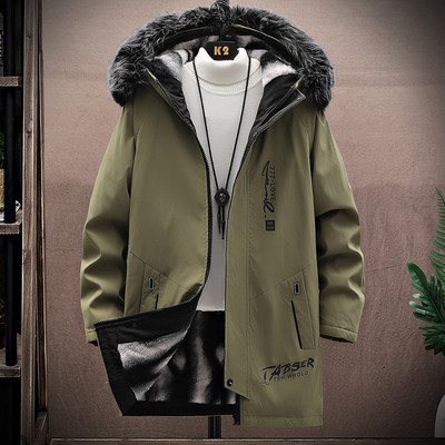 Geaca de iarna pentru barbati model nou cu gluga si captuseala calda