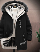 Jachetă de iarnă pentru bărbați cu căptușeală și glugă de pluș