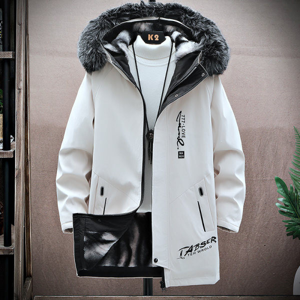 Jachetă de iarnă pentru bărbați cu căptușeală și glugă de pluș