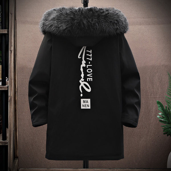 Jachetă de iarnă pentru bărbați cu căptușeală și glugă de pluș