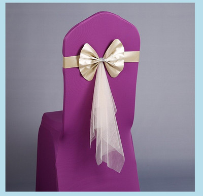 Scaun de nunta nou Cravata Cravata Hotel Petrecere Satin Cercete Organza Banchet Petrecere Evenimente Accesorii Scaun de Craciun Spatar Decor Bretele 30buc