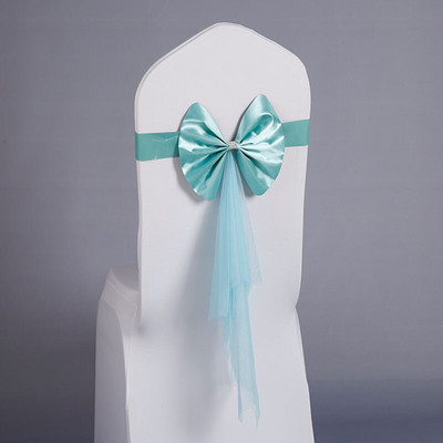 Scaun de nunta nou Cravata Cravata Hotel Petrecere Satin Cercete Organza Banchet Petrecere Evenimente Accesorii Scaun de Craciun Spatar Decor Bretele 30buc