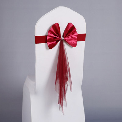 Scaun de nunta nou Cravata Cravata Hotel Petrecere Satin Cercete Organza Banchet Petrecere Evenimente Accesorii Scaun de Craciun Spatar Decor Bretele 30buc