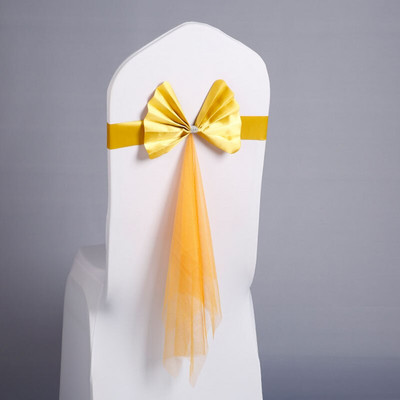 Scaun de nunta nou Cravata Cravata Hotel Petrecere Satin Cercete Organza Banchet Petrecere Evenimente Accesorii Scaun de Craciun Spatar Decor Bretele 30buc