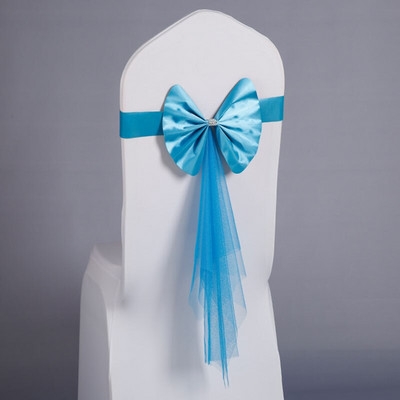 Scaun de nunta nou Cravata Cravata Hotel Petrecere Satin Cercete Organza Banchet Petrecere Evenimente Accesorii Scaun de Craciun Spatar Decor Bretele 30buc