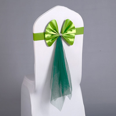 Scaun de nunta nou Cravata Cravata Hotel Petrecere Satin Cercete Organza Banchet Petrecere Evenimente Accesorii Scaun de Craciun Spatar Decor Bretele 30buc