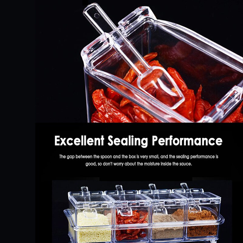 Kuhinjski dozator začina Organizator začina Kutija za začine sa žlicom Posuda za kutiju za začine Stalak Dozator začina Kuhinjska pohrana