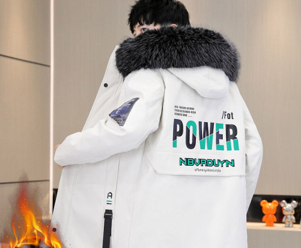 Geaca de iarna pentru barbati cu gluga si scris pe spate