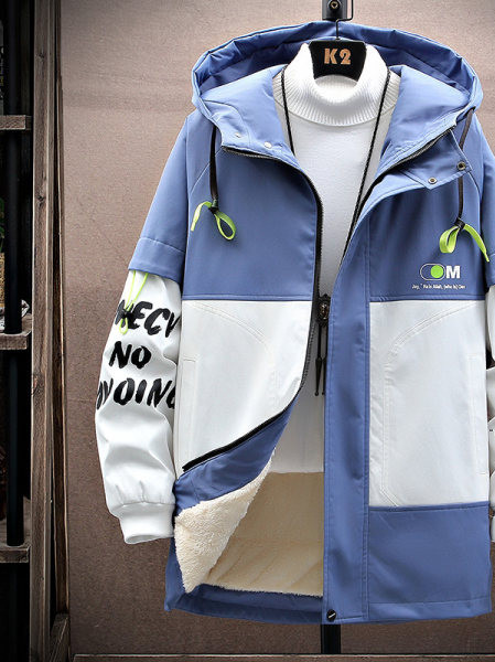 Jachetă largi de iarnă pentru bărbați, cu glugă căptușită caldă și inscripționare