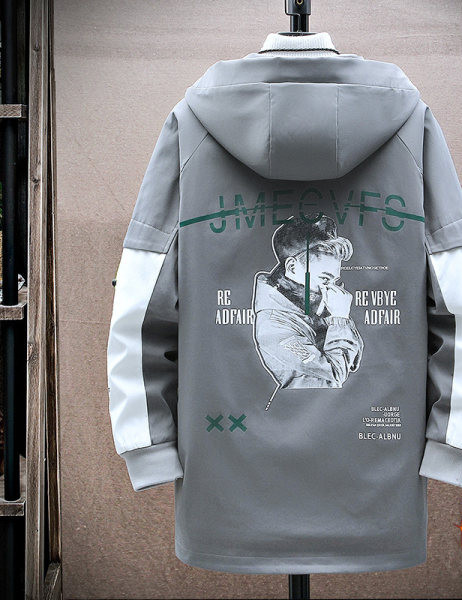 Jachetă largi de iarnă pentru bărbați, cu glugă căptușită caldă și inscripționare