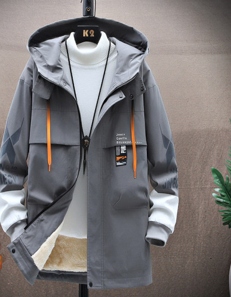 Jachetă casual pentru bărbați, cu glugă, cu fermoar