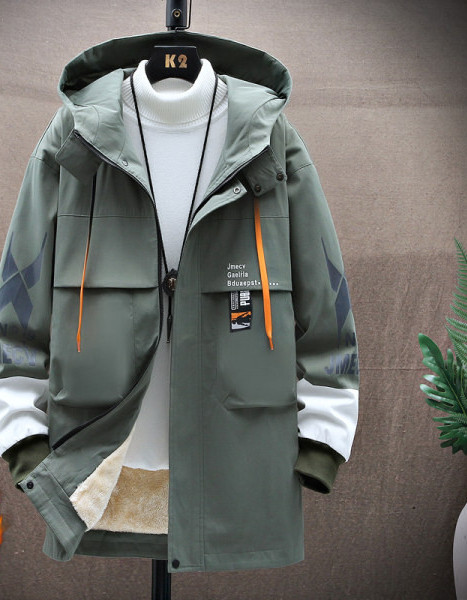 Jachetă casual pentru bărbați, cu glugă, cu fermoar