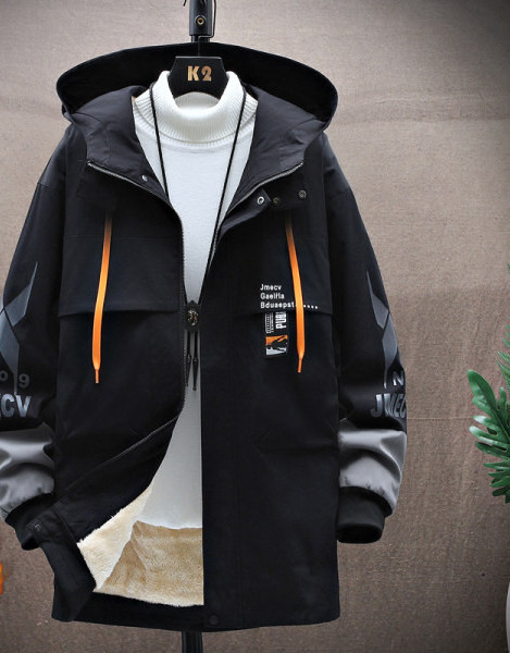 Jachetă casual pentru bărbați, cu glugă, cu fermoar