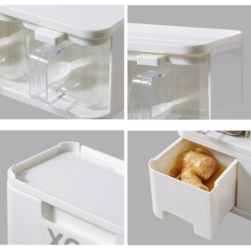 Set Cutie Depozitare Condimente Din Plastic Organizator De Bucătărie Rangement Bucătărie Recipient De Depozitare Condimente Stivuibil Cu Sertar