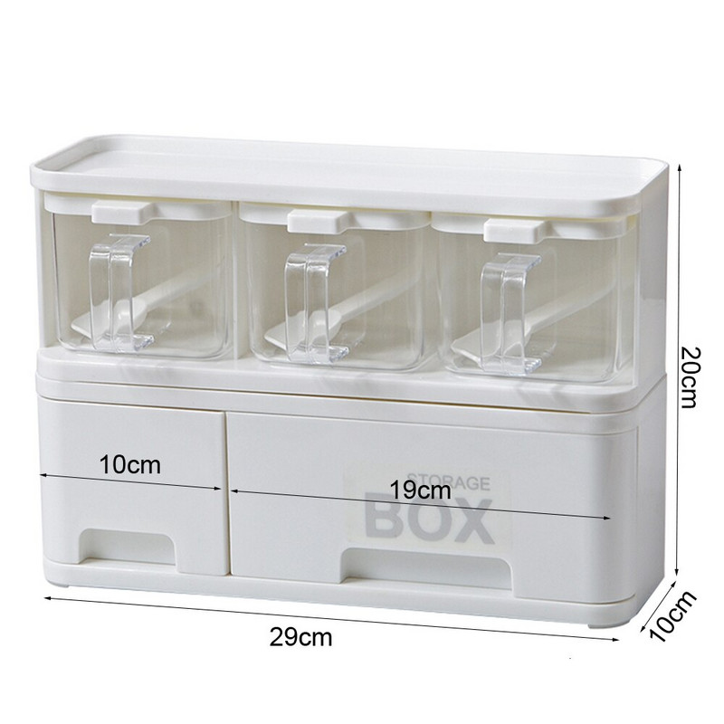 Set Cutie Depozitare Condimente Din Plastic Organizator De Bucătărie Rangement Bucătărie Recipient De Depozitare Condimente Stivuibil Cu Sertar