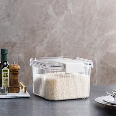 Αεροστεγές Διαφανές Δοχείο Αποθήκευσης Τροφίμων Ανθεκτικό στην υγρασία Ρύζι Αλεύρι δημητριακών Κουτί αποθήκευσης Κουζίνα Κουζίνα Μαζική οργάνωση τροφίμων