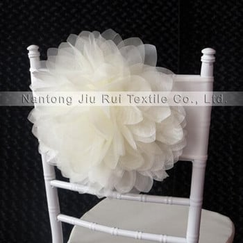 10 τμχ White Organza Flower Chair Band Chiavari Chairs Sash Δημοφιλείς ταινίες Spandex για υπαίθριο γαμήλιο πάρτι