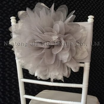 10 τμχ White Organza Flower Chair Band Chiavari Chairs Sash Δημοφιλείς ταινίες Spandex για υπαίθριο γαμήλιο πάρτι