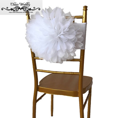 10 бр. Бяла органза лента за столове с цветя Chiavari Chairs Sash Популярни ленти от спандекс за сватбено тържество на открито